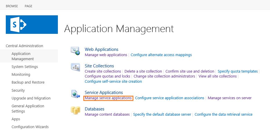 Navigate to Central Administration
